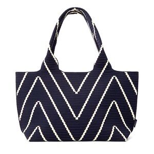 Vivaia The Classic Wallace Tote Bag Navy White Dark Chevron Large Work Handbag